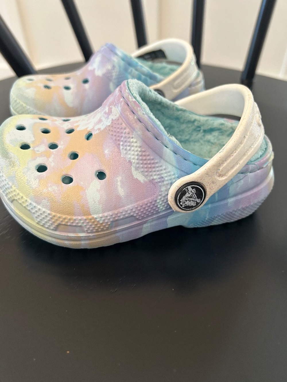 Toddler Crocs TieDye Glitter Straps C8 GUC